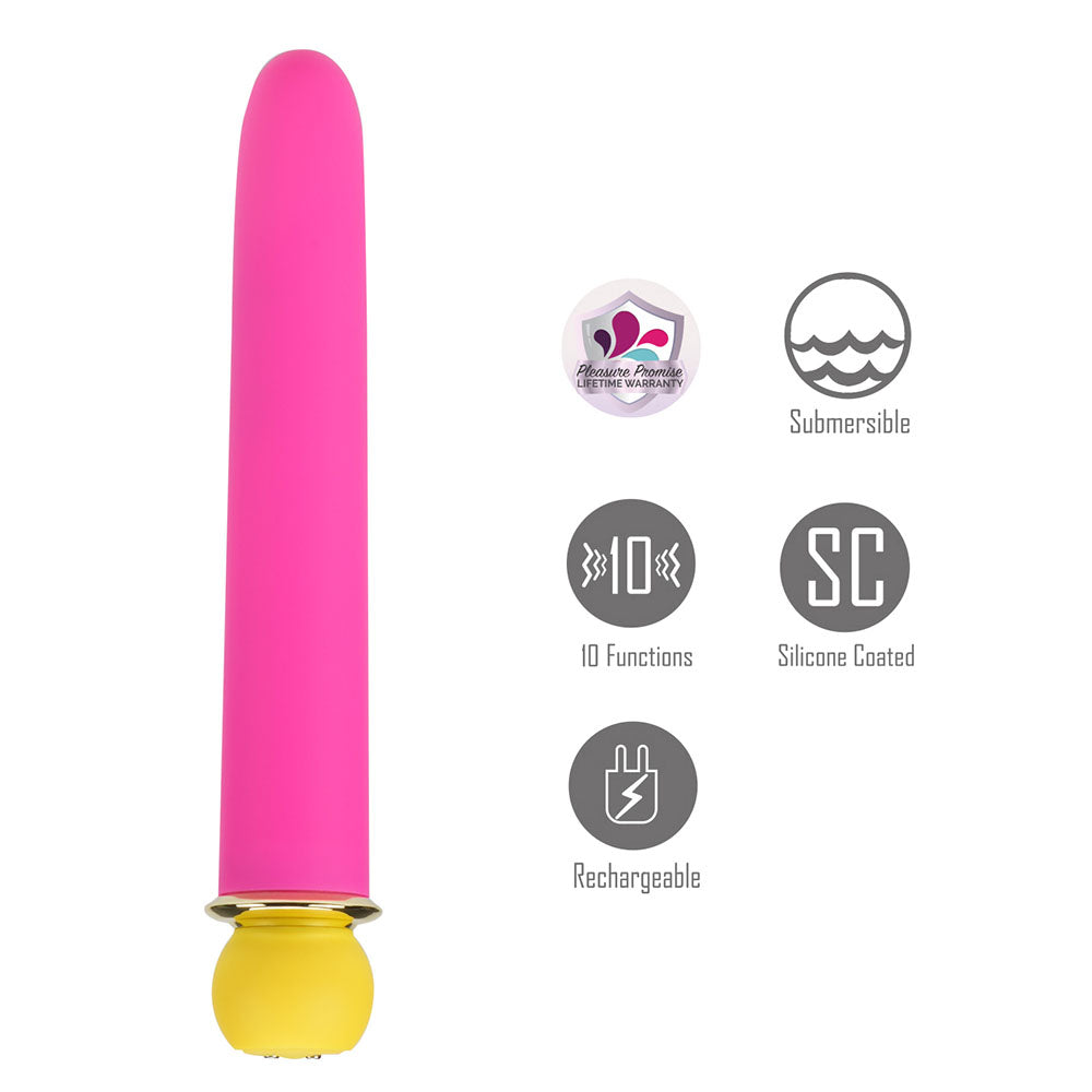 Maia RORI -  -  15.2 cm USB Rechargeable XL Bullet in pink with submersible features and 10 functions.