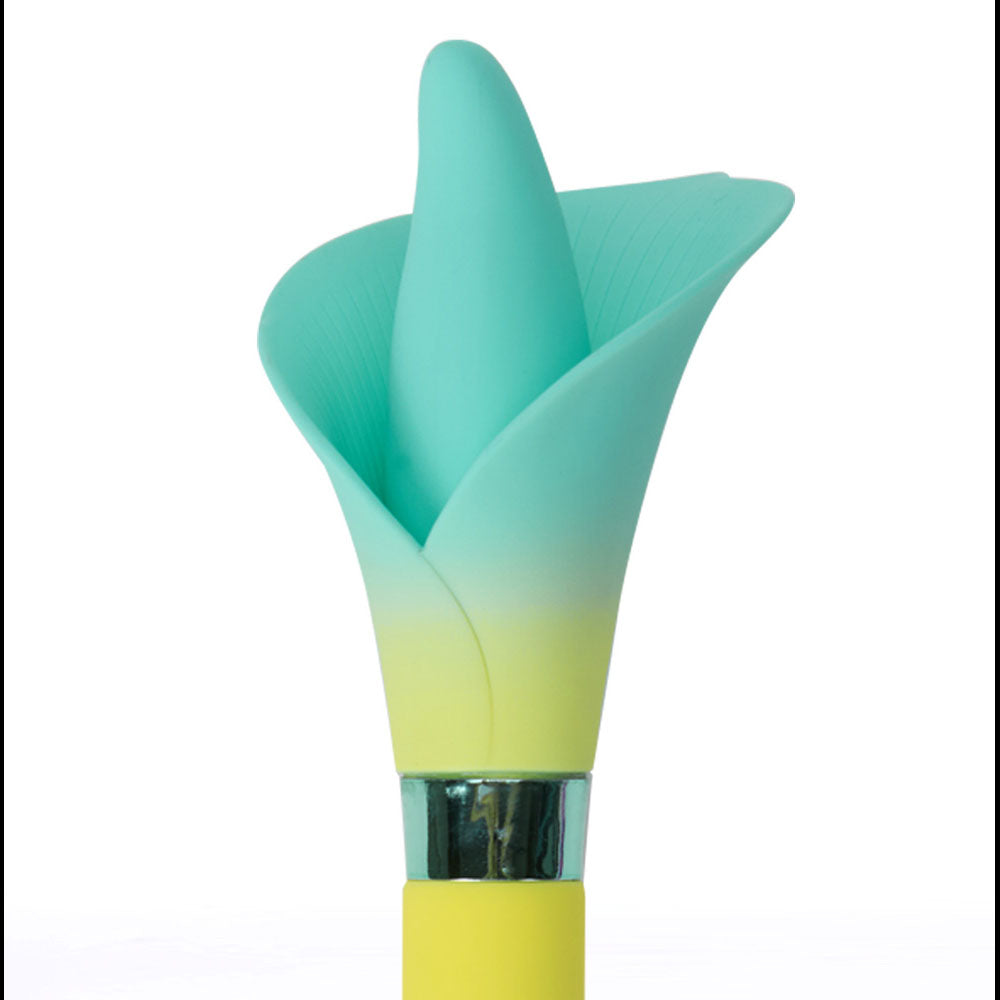 Maia VALA -  - /Green 22.2 cm USB Rechargeable Flower Vibrator with vibrant colors and soft silicone design.