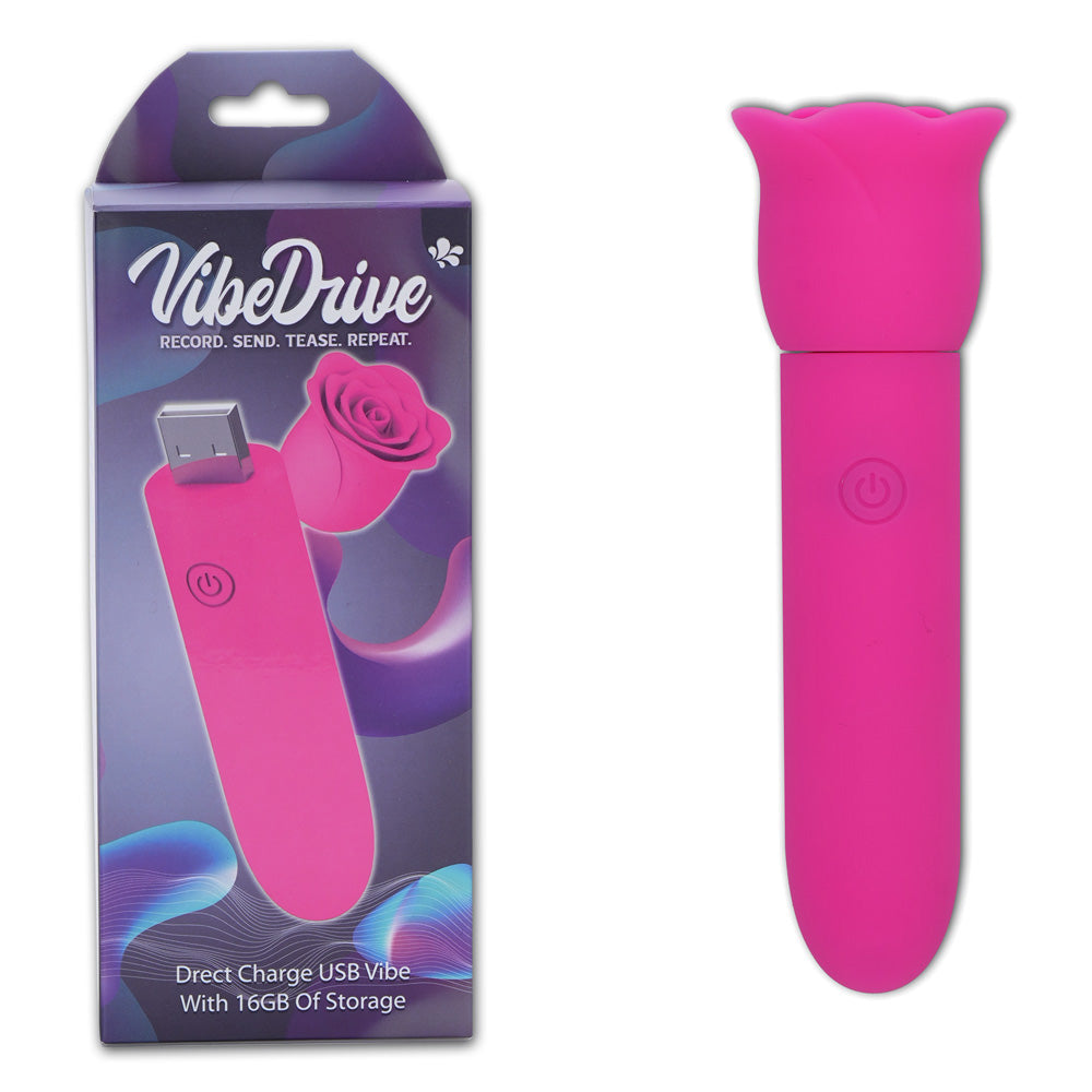 Maia VIBEDRIVE -  -  10 cm USB Rechargeable Bullet with 16 GB Storage in stylish pink design.