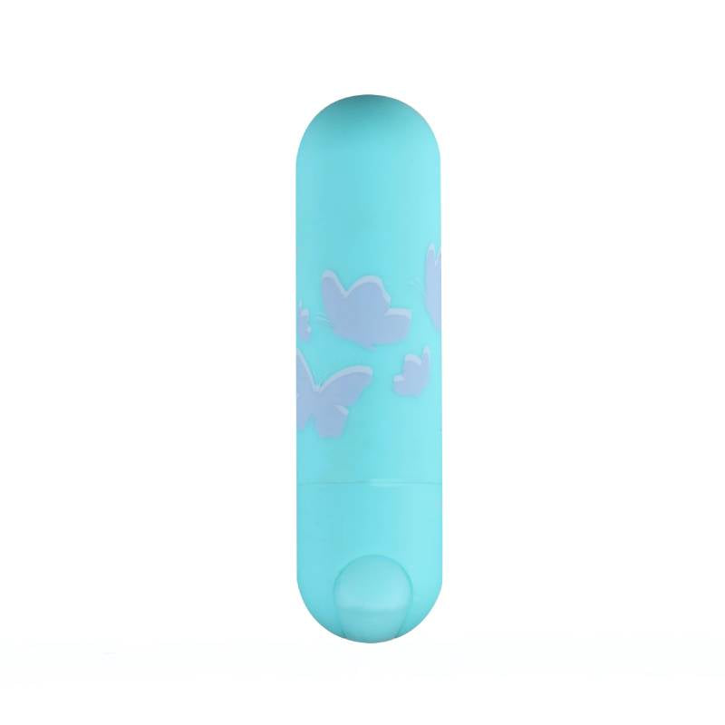 Maia Julia - Teal 7.6 cm USB Rechargeable Bullet with butterfly design, perfect for intimate essentials for her.