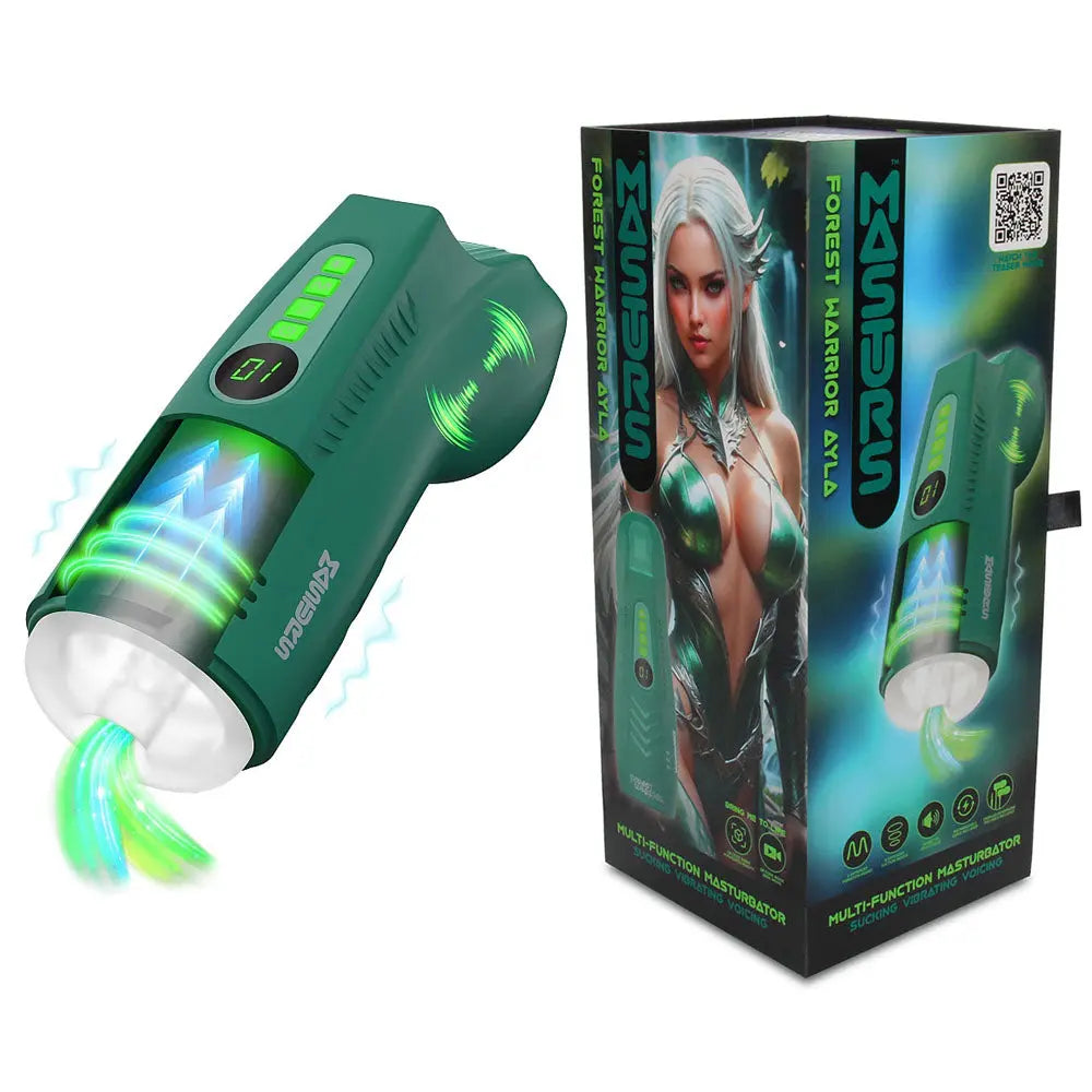 MASTURS Ayla - USB Rechargeable Sucking, Vibrating & Talking Auto Stroker with Augmented Reality Shots Toys Discreet Intimate Essentials.