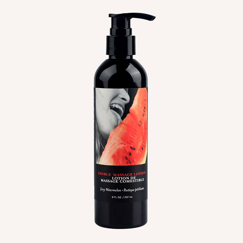 Edible Massage Lotion - Watermelon - Watermelon Flavoured Massage Lotion - 237 ml bottle with watermelon design.