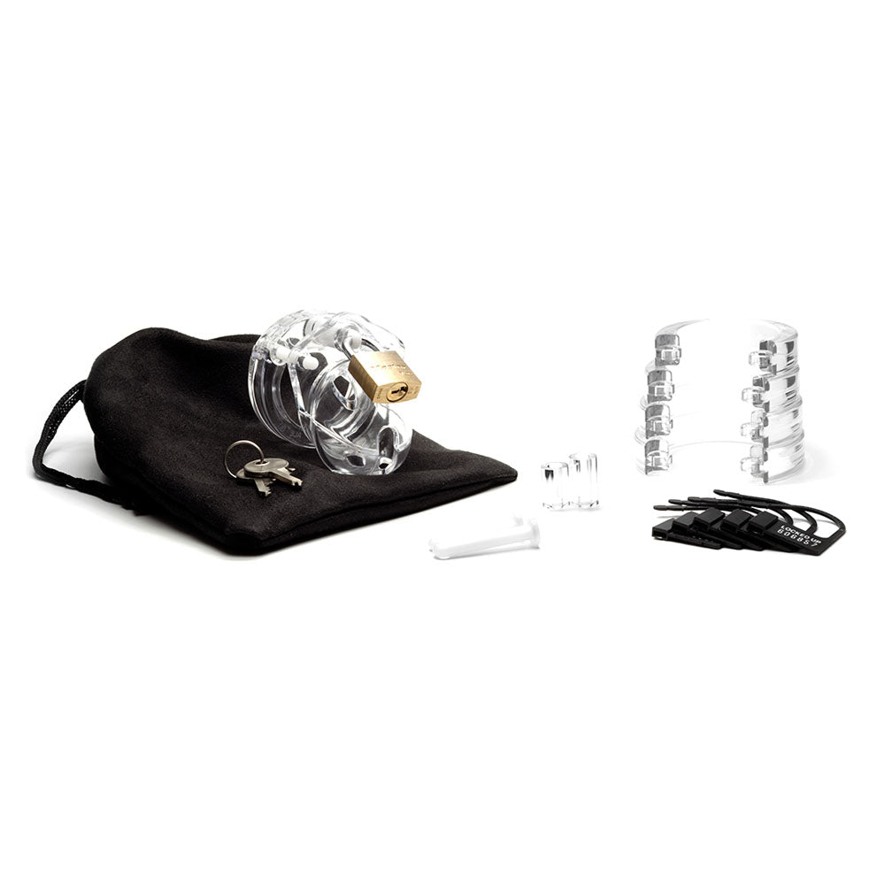 Mini-Me Black Chastity Cock Cage Kit -  -  1.25 Inch Cock Cage Kit with accessories and storage pouch.