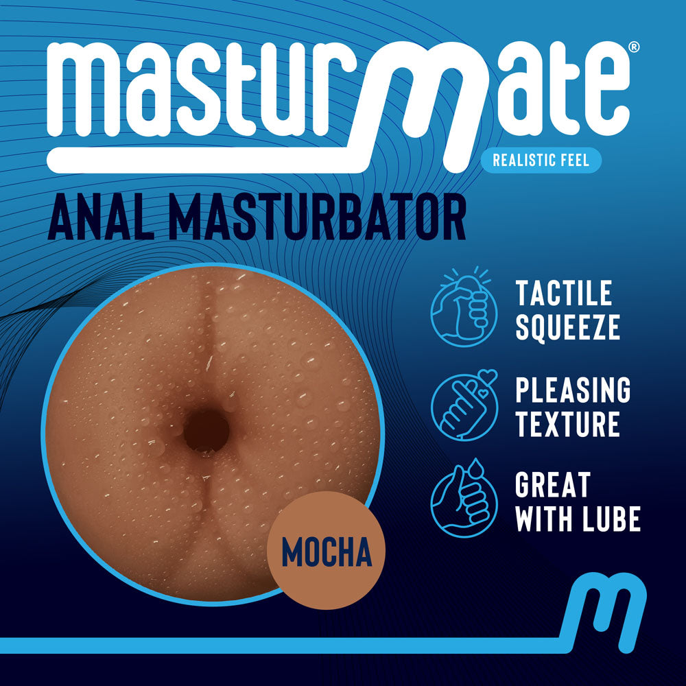 Masturmate - Butt - Mocha -  Anal Stroker with tactile squeeze and pleasing texture for enhanced pleasure.