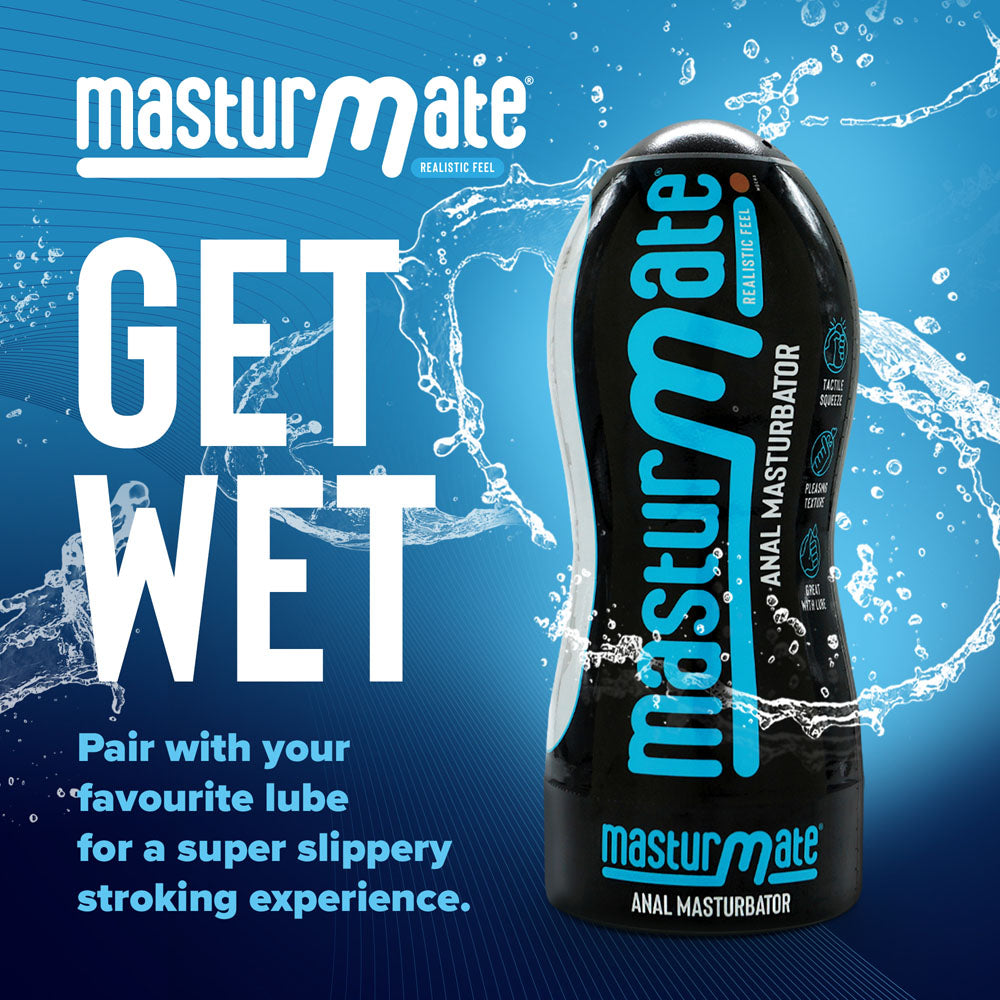 Masturmate - Butt - Mocha -  Anal Stroker with water droplets for a realistic feel and smooth experience.