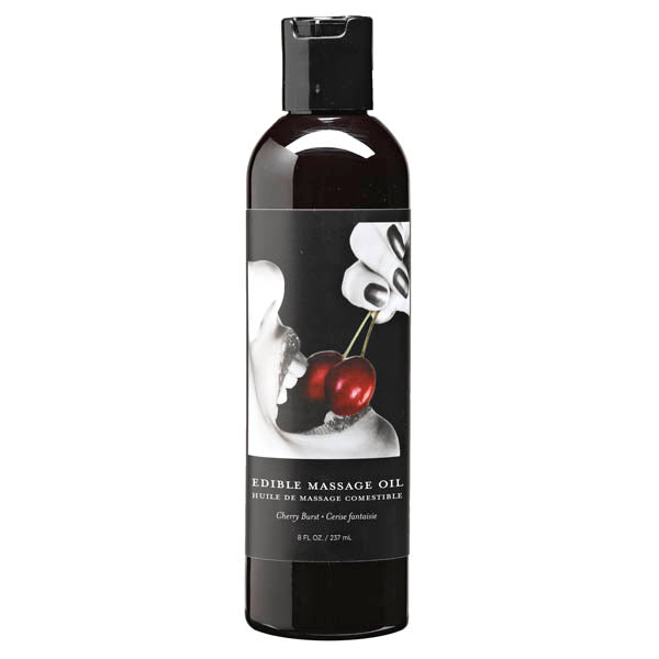 Edible Massage Oil - Cherry Burst Flavoured - 237 ml Bottle, perfect for intimate moments and enhancing massage experiences.