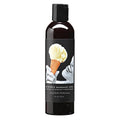 Edible Massage Oil - French Vanilla Flavoured - 237 ml Bottle showcased in a sleek black bottle.