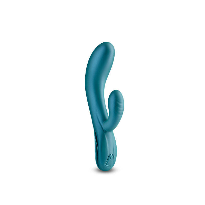 Royals - Regent - Metallic  - Metallic  19.3 cm USB Rechargeable Rabbit Vibrator in teal color.