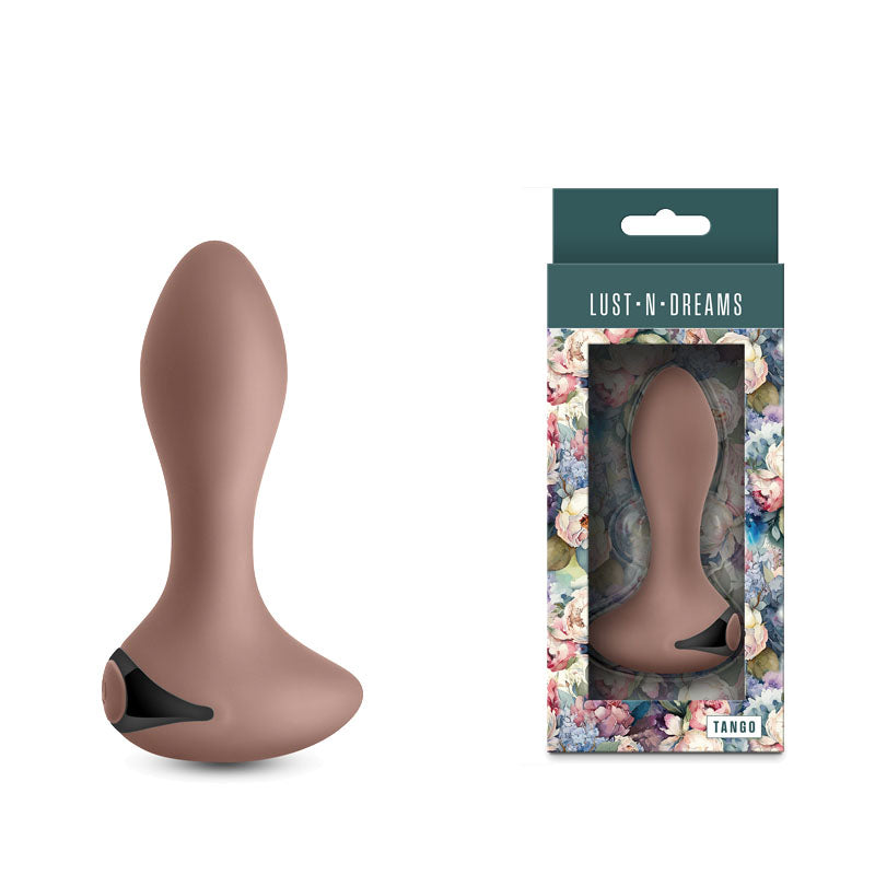 Lust-n-Dreams - Tango - Autumn - Beige 11.5 cm USB Rechargeable Vibrating Butt Plug in a floral package.