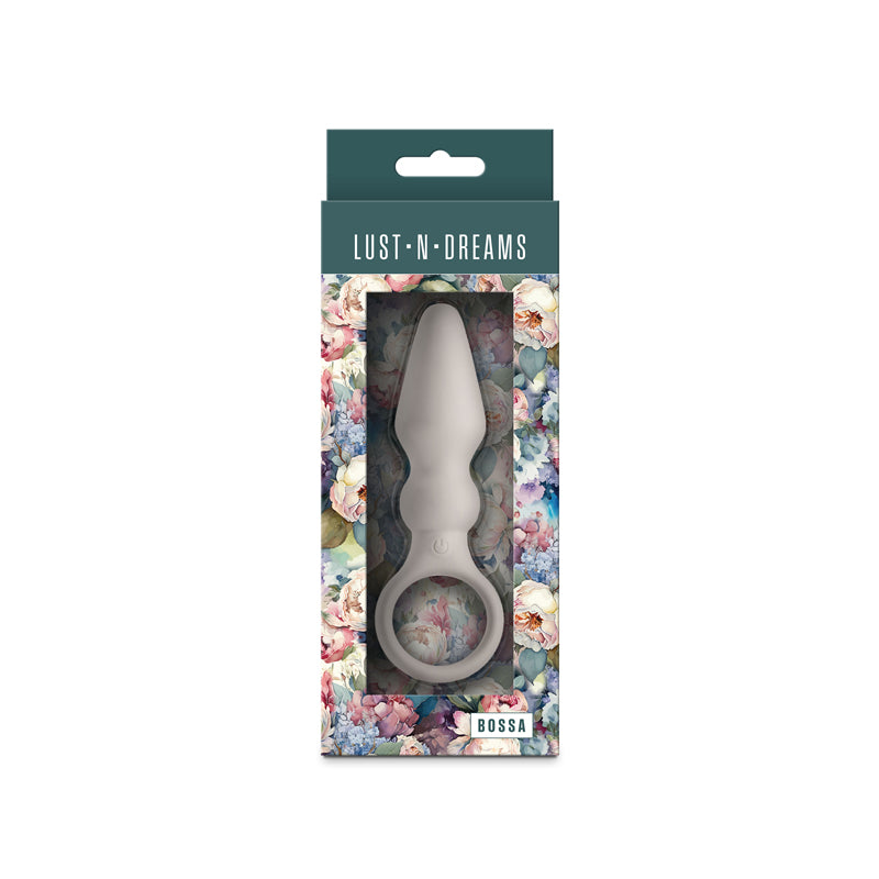 Lust-n-Dreams Bossa Fog USB rechargeable vibrating butt plug in floral packaging