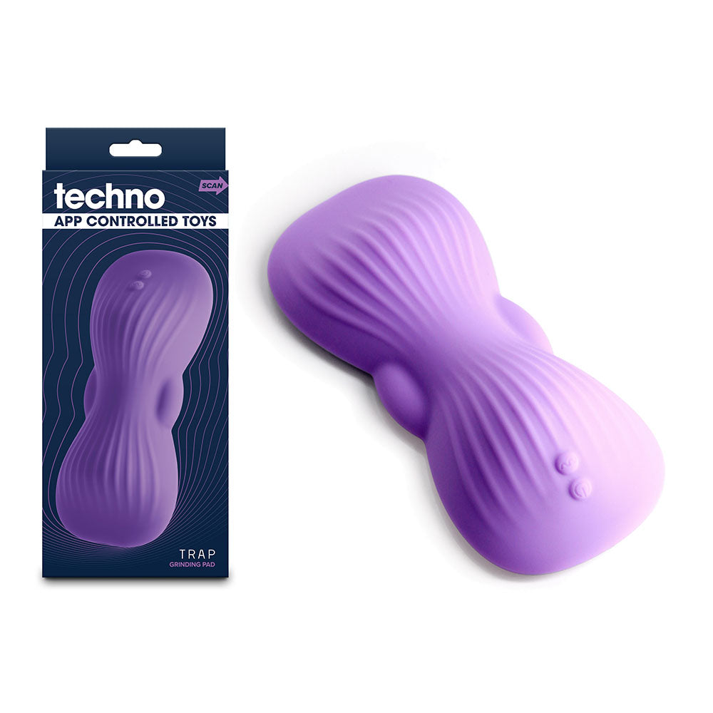 Techno - Trap -  -  USB Rechargeable Vibrating Grind Pad with App Control in purple silicone packaging.