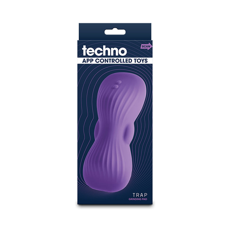 Techno - Trap -  -  USB Rechargeable Vibrating Grind Pad with App Control packaging showcasing its purple design.