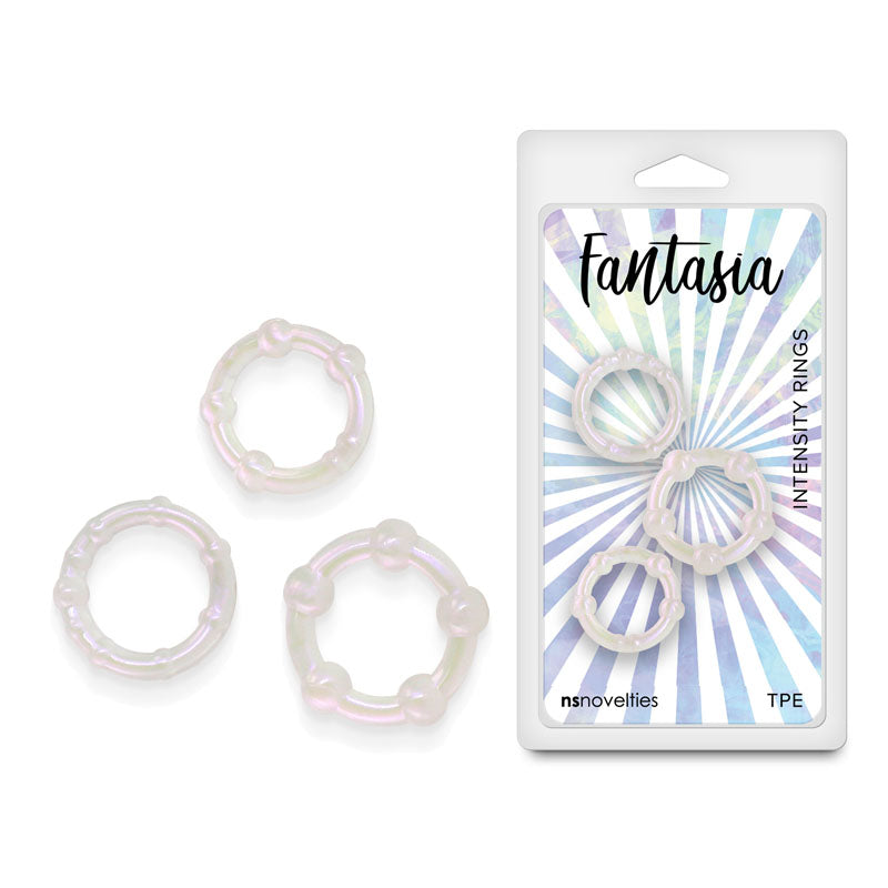 Fantasia - Intensity Rings - Pearl - Pearlescent Beaded Cock Rings - Set of 3 Sizes with shimmering finish.