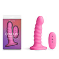 Colours Ribbed 5 inch vibrating dildo with remote in pink, featuring ribbed design and wireless remote control.
