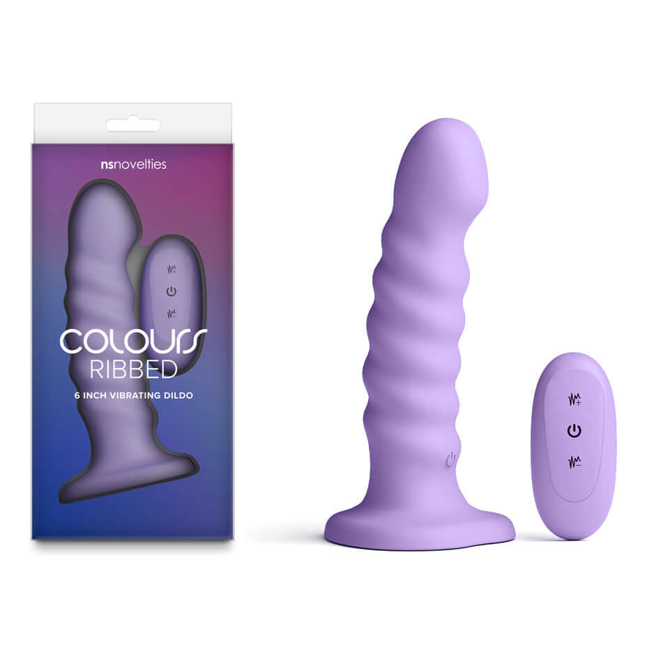 Colours Ribbed - 6'' Vibrating Dildo with Wireless Remote, a ribbed vibrating dildo with remote, perfect for pleasure.