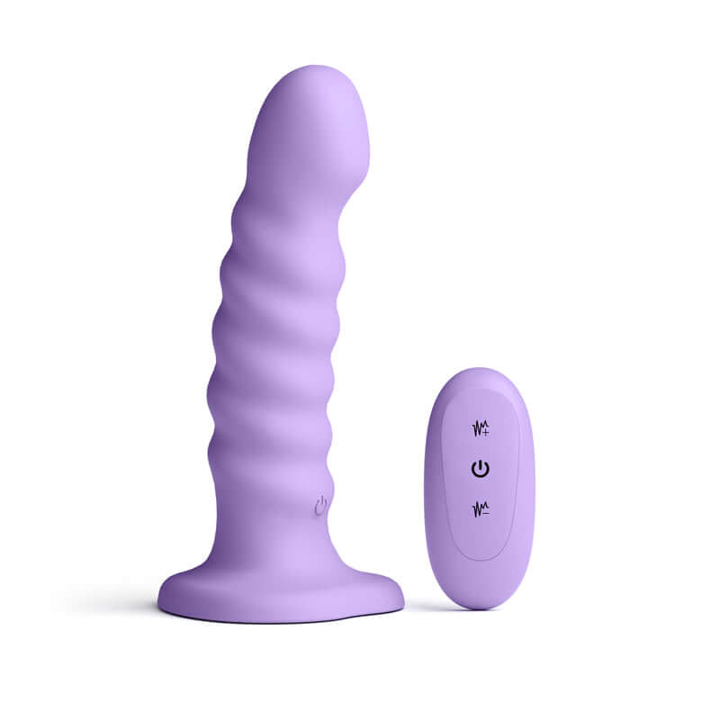 Colours Ribbed 6'' Vibrating Dildo with remote for hands-free pleasure and powerful vibrations.