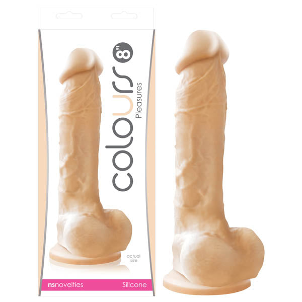 Colours - Pleasures - 20.3 cm (8'') Dong realistic silicone dildo with strong suction cup base.