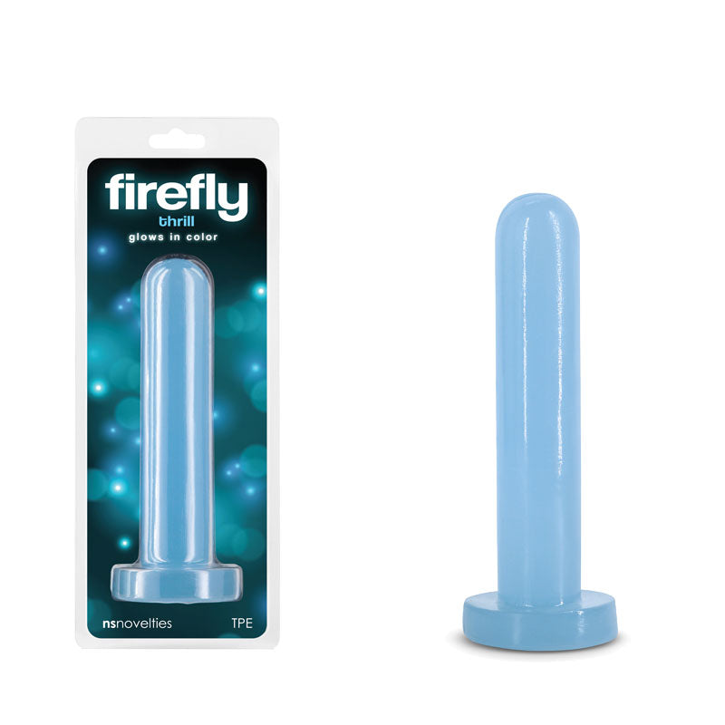 Firefly - Thrill -  - Small - Glow in Dark  15.5 cm Small Dildo in blue color, TPE material, strong suction base.