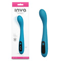 INYA Technica - Teal - Teal 19.2 cm USB Rechargeable Warming Vibrator with digital display and flexible design.