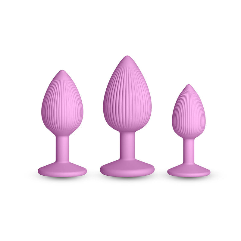 INYA Triple Ace Kit - Blush -  Butt Plugs - Set of 3 Sizes in pink silicone with textured designs