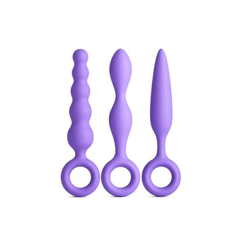 INYA Trio Kit - beginner anal plug set featuring three body-safe silicone anal plugs in purple.