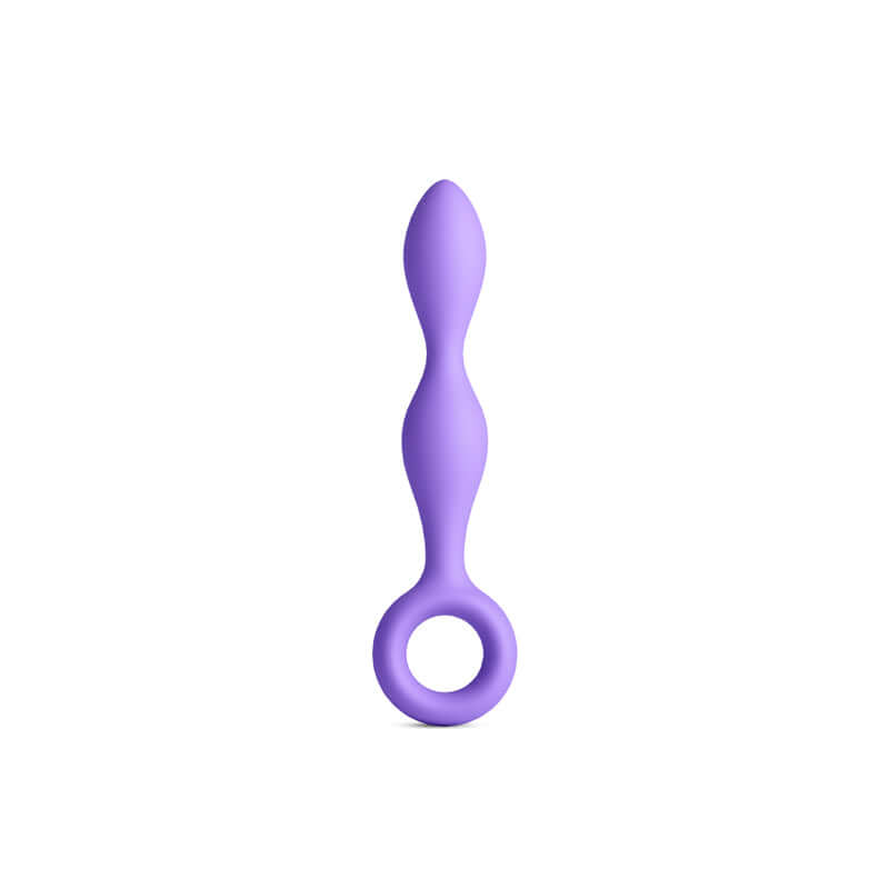 INYA Slim 12.7 cm anal plug for beginners, tapered, purple silicone with finger rings for comfort.