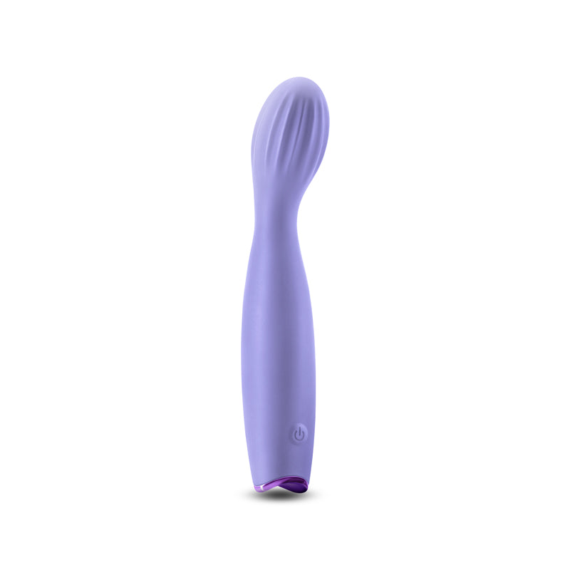 Revel Pixie -  -  17.3 cm USB Rechargeable Vibrator in purple silicone with curved shaft for g spot stimulation.