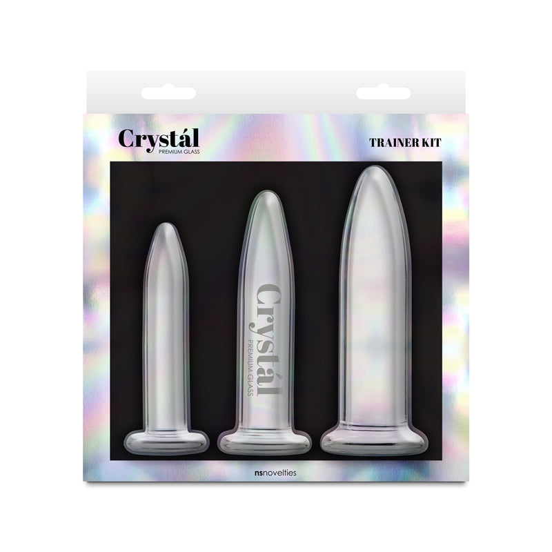 Crystal - 3pc Trainer Kit -  -  Glass Anal Plugs - Set of 3 Sizes with elegant packaging.