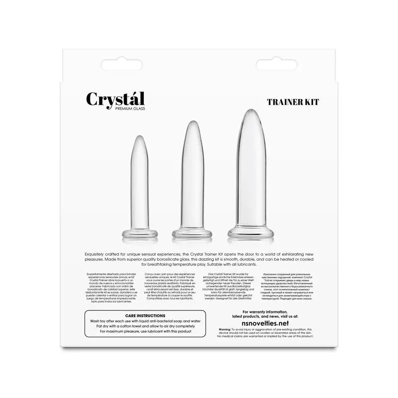 Crystal - 3pc Trainer Kit -  -  Glass Anal Plugs - Set of 3 Sizes NS Novelties Discreet Intimate Essentials.