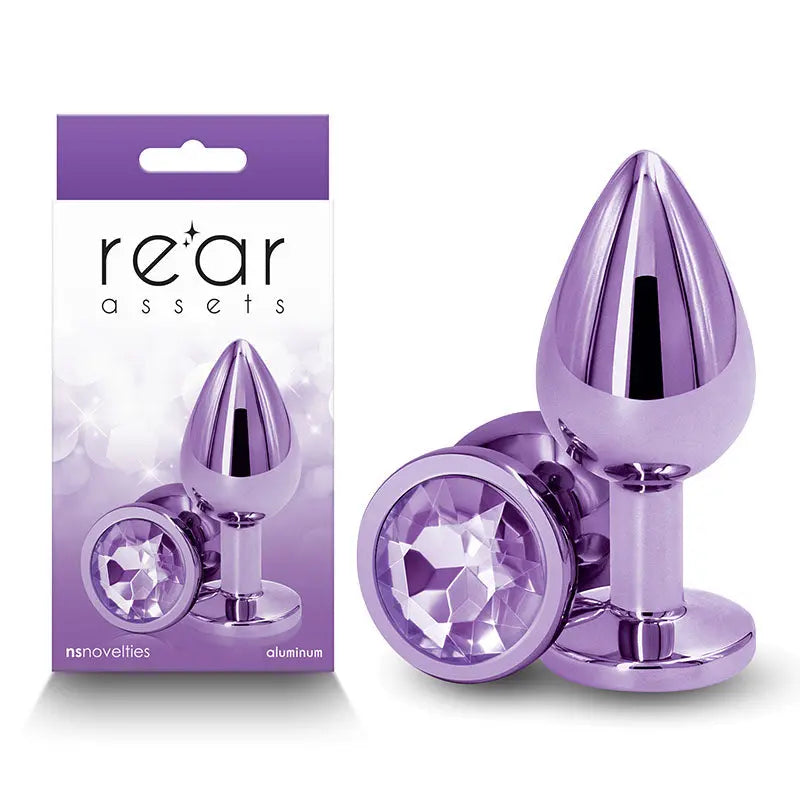 Rear Assets - Medium -  -  8.2 cm Medium Metal Butt Plug with  Round Gem Base NS Novelties Discreet Intimate Essentials.