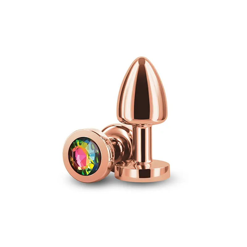 Rear Assets Petite -  with Rainbow Gem -  6 cm Metal Butt Plug with Rainbow Round Gem Base NS Novelties Discreet Intimate Essentials.