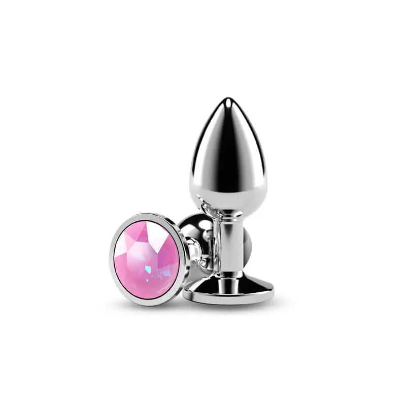 Rear Assets Silver - Small - Pink Gem - Silver Small Metal Butt Plug with Pink Gem Base NS Novelties Discreet Intimate Essentials.