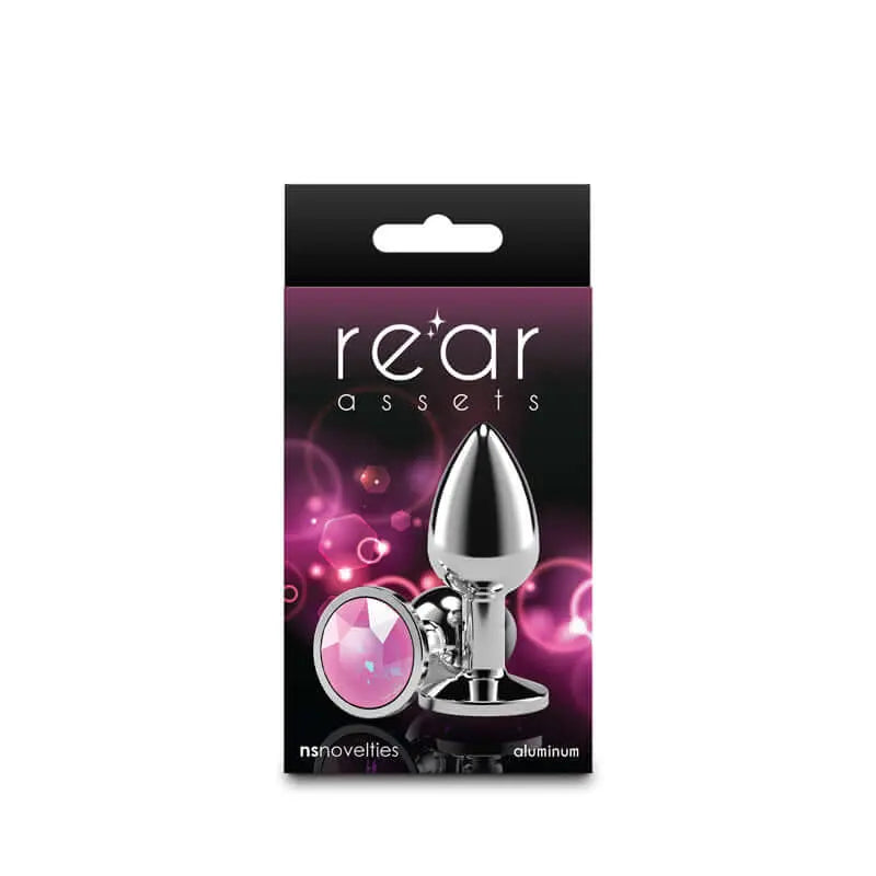 Rear Assets Silver - Small - Pink Gem - Silver Small Metal Butt Plug with Pink Gem Base NS Novelties Discreet Intimate Essentials.