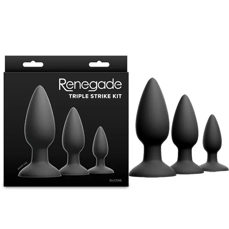 Renegade Triple Strike Kit -  -  Butt Plugs - Set of 3 Sizes NS Novelties Discreet Intimate Essentials.
