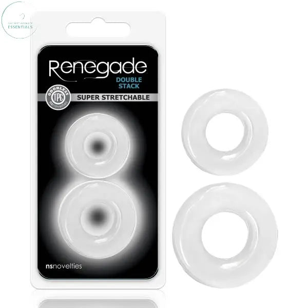 Affordable quality Renegade - Double Stack - Clear Cock Rings - Set of 2  from NS Novelties by Discreet Intimate Essentials with Discreet Delivery 