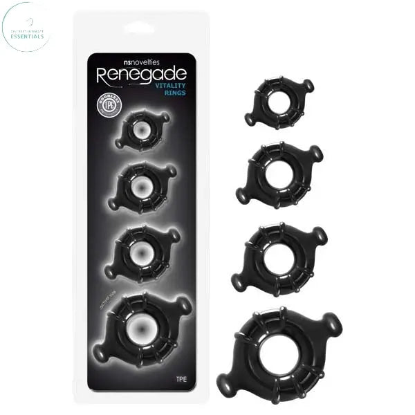 Affordable quality Renegade Vitality Rings -  Cock Rings - Set of 4 Sizes  from NS Novelties by Discreet Intimate Essentials with Discreet Delivery 