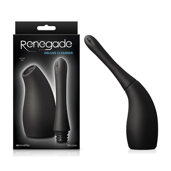 Renegade Deluxe Cleanser - Black Unisex Douche featuring a flexible nozzle and body-safe silicone material.