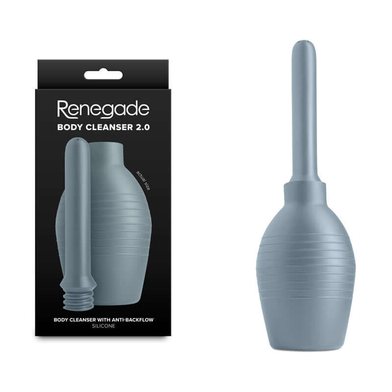 Renegade Body Cleanser 2.0 grey unisex douche, an intimate hygiene douche with anti-backflow design, body-safe silicone.