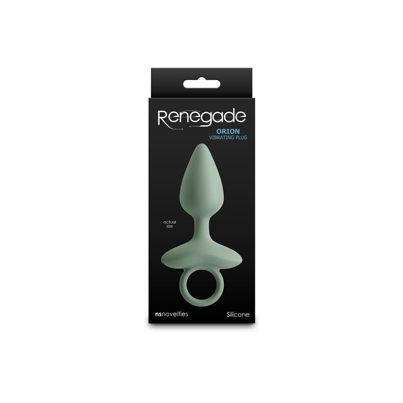 Renegade Orion - Sage - 13 cm USB Rechargeable Vibrating Butt Plug packaging showcasing elegant design and body-safe silicone.