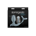 Renegade Pinnacle - Grey - Grey USB Rechargeable Vibrating Butt Plug with Cock Ring packaging with remote control.