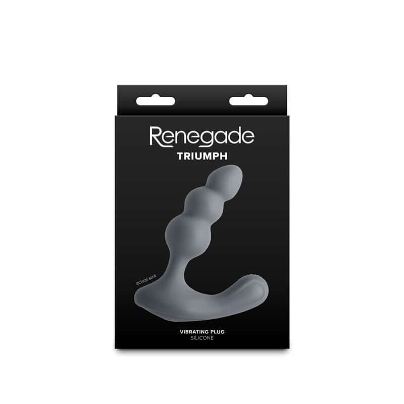 Renegade Triumph grey USB rechargeable prostate massager packaging showcasing the beaded vibrating design.