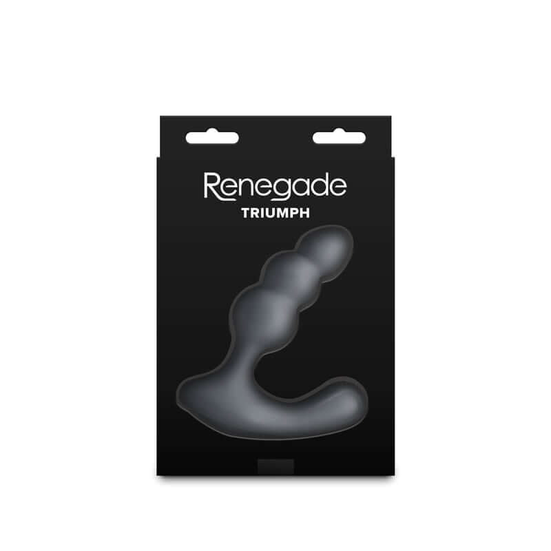 Renegade Thumper - Grey packaging for USB rechargeable prostate massager featuring a beaded shaft and smooth silicone design.