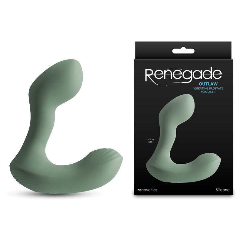 Renegade Outlaw sage rechargeable prostate massager with dual motors and ergonomic design.