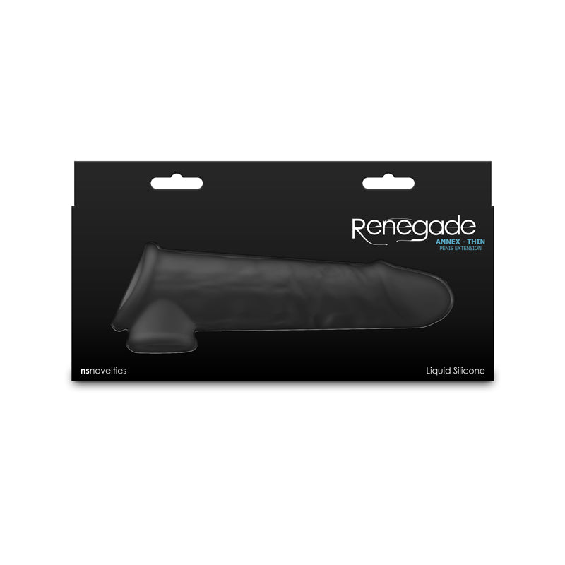Renegade Annex - Thin -  -  19.4 cm Penis Extender Sleeve in liquid silicone packaging.