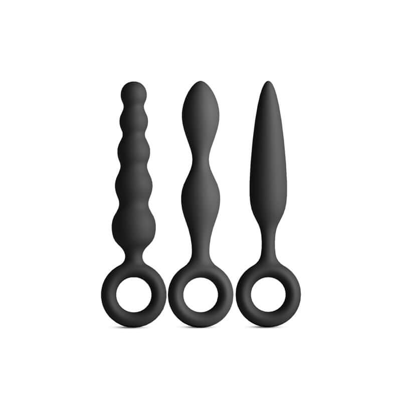 Renegade Trio Kit - beginner anal plug set consisting of three silicone plugs with finger rings for easy retrieval.