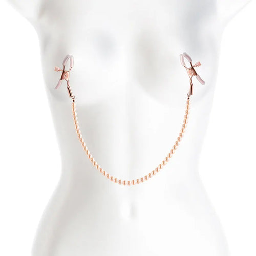 Bound Nipple Clamps - DC1 -  -  Nipple Clamps with Gold Pearl Chain NS Novelties Discreet Intimate Essentials.