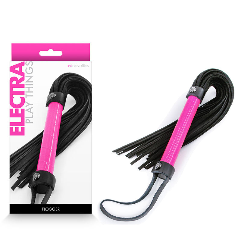 Electra Flogger -  -  Flogger Whip in pink and black, a stylish intimate essential for her.
