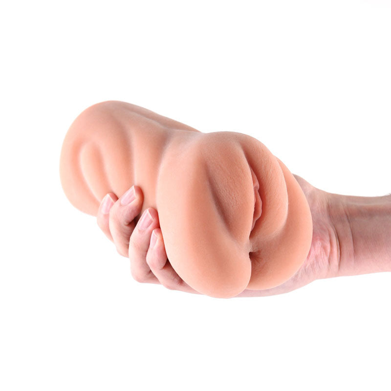 I Dream of MILF - Pamela - Tan - Tan Vagina Stroker in hand, showcasing ultra-lifelike design for ultimate pleasure.