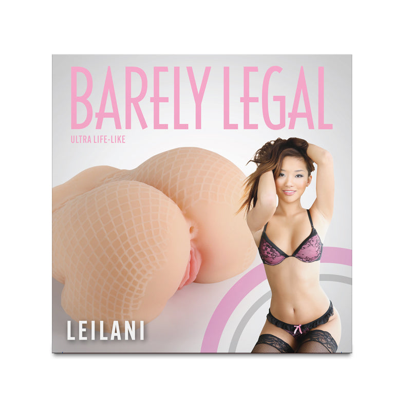 Barely Legal Leilani - Tan - Tan Mini Doggy Style Masturbator displayed with a lifelike model, emphasizing ultra life-like sensations.