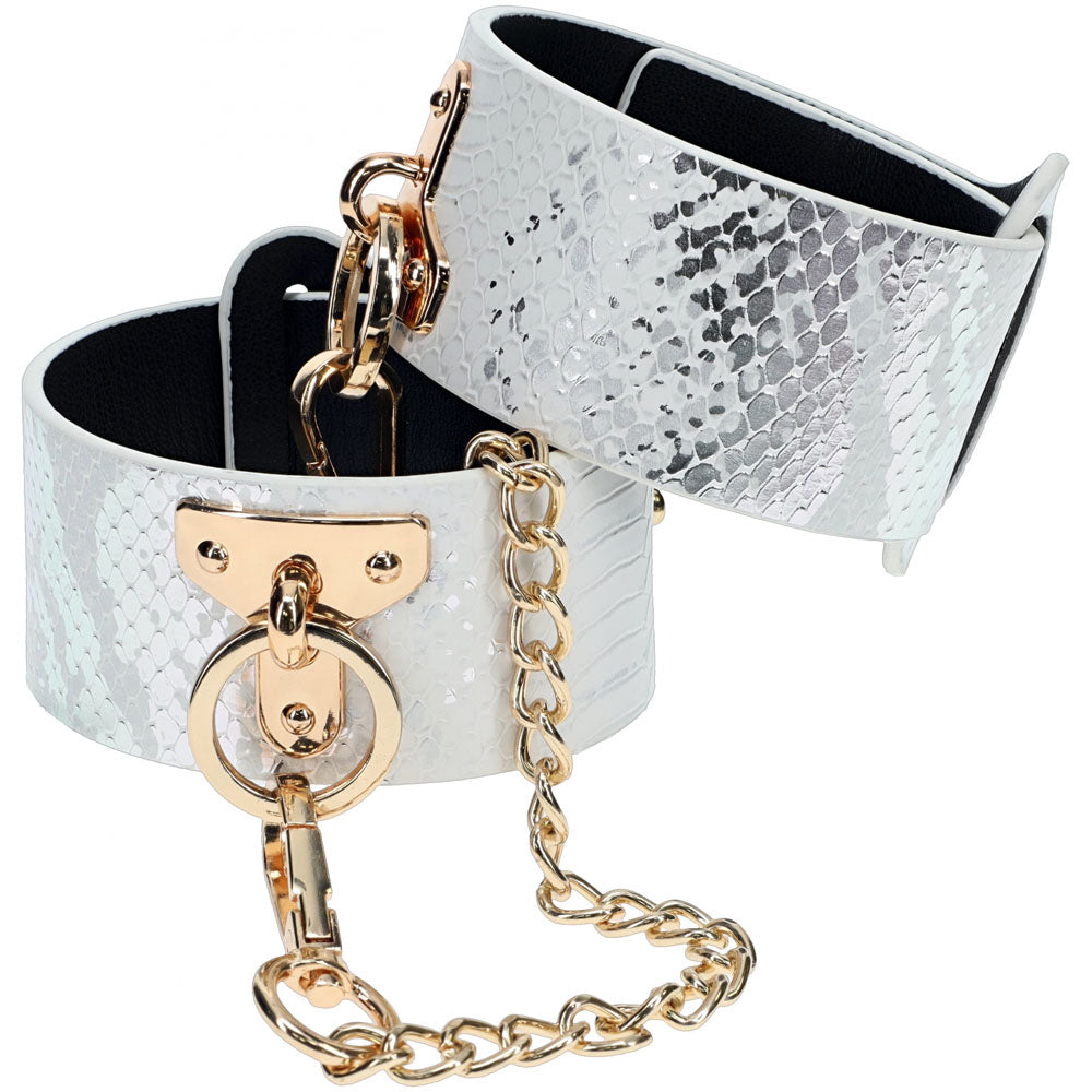 OUCH! Florence Collection - Leg Cuffs - Restraints in stylish snake pattern with metallic hardware.